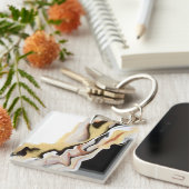 Alligare Abstract Gold Black White Fluid Art Sleutelhanger (Voorkant Rechts)