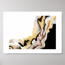Alligare Gouden Abstracte Acryl Vloeibare Kunst Poster