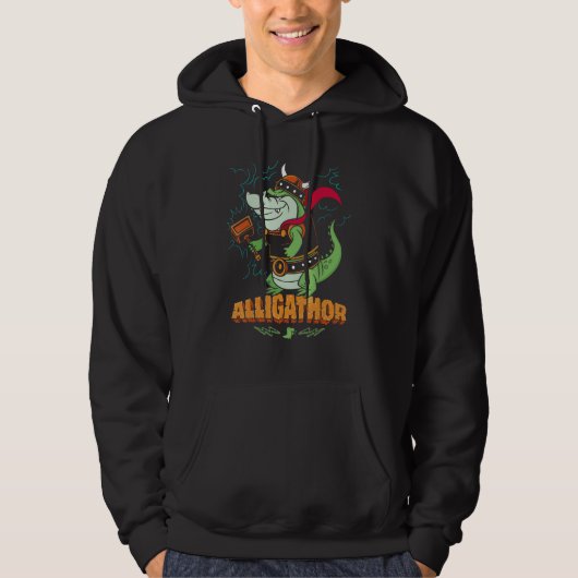 Alligathor Norse Mythology  Thor Alligator Viking Hoodie (Voorkant)