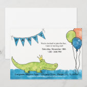  Alligator 1st Birthday Uitnodiging (Voorkant / Achterkant)