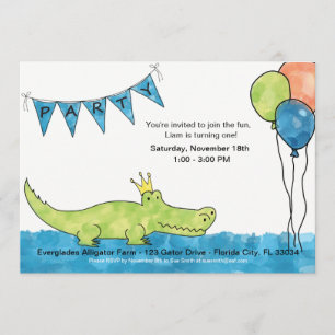 Alligator 1st Birthday Uitnodiging