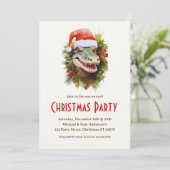 Alligator a Santa Hat Poinsettias Kerstfeest Kaart (Staand voorkant)