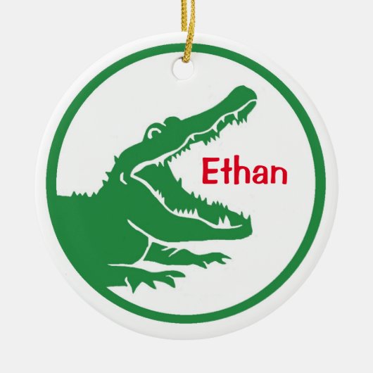 Alligator aangepast kerstfeest keramisch ornament (Voorkant)