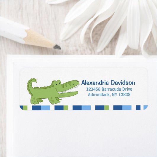 Alligator Aangepaste Adresetiketten - Groen/Blauw Etiket