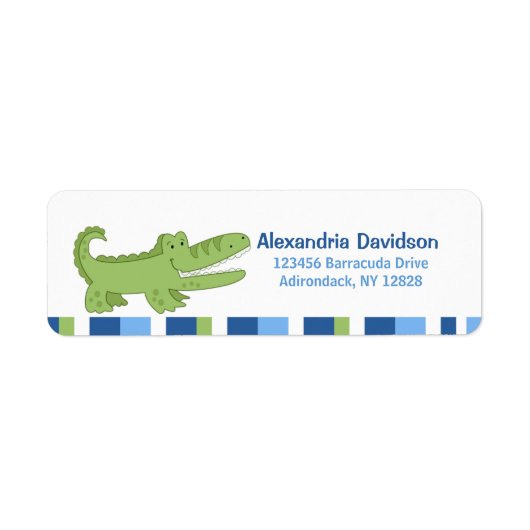 Alligator Aangepaste Adresetiketten - Groen/Blauw Etiket (Voorkant)