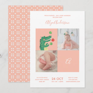 Alligator • Alfabet Monogram Cute Baby Shower Kaart