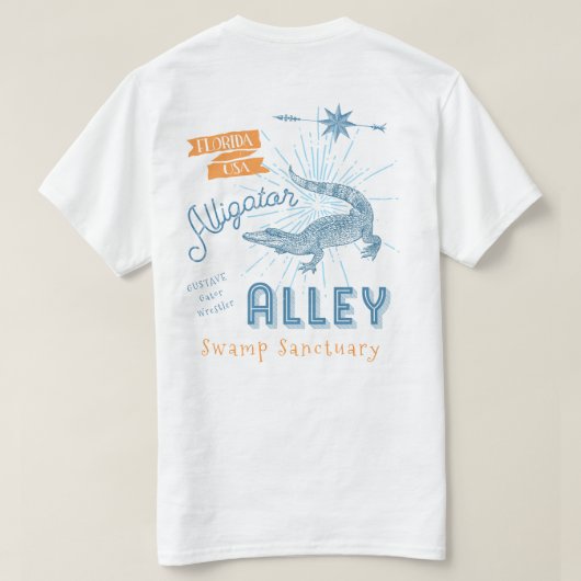 Alligator Alley Gator Wrestler  Typografie T-shirt (Design achterkant)