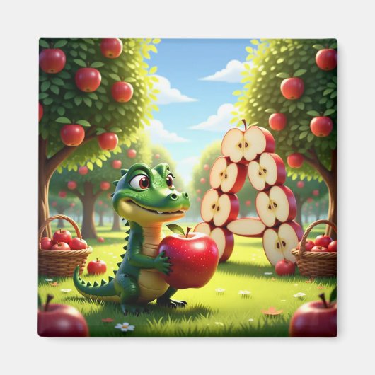 Alligator Andy – Kids Art Magnet - Apple (Voorkant)