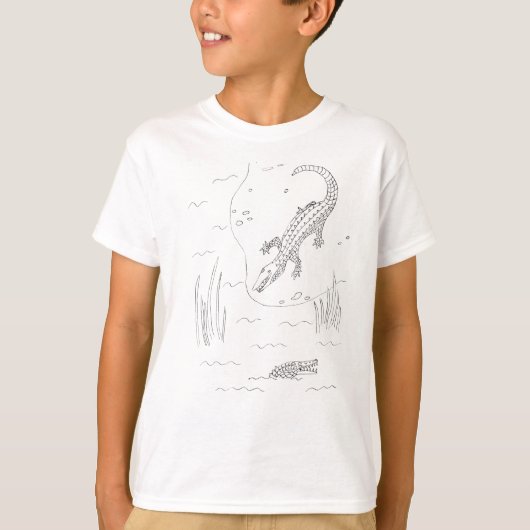 Alligator Animal Coloring-in T-shirt (Voorkant)