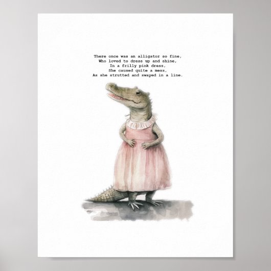 Alligator Art Print - "Alligator in roze" (Voorkant)