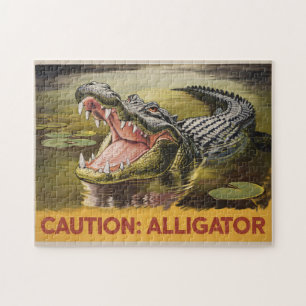 Alligator Attentie Illustratie  Geïnspireerd Legpuzzel