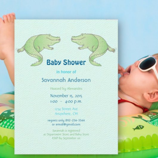 Alligator Baby Boy Shower-uitnodigingen Kaart