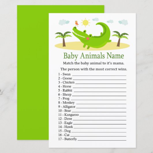 Alligator Baby Dieren Naam Game (Voorkant / Achterkant)