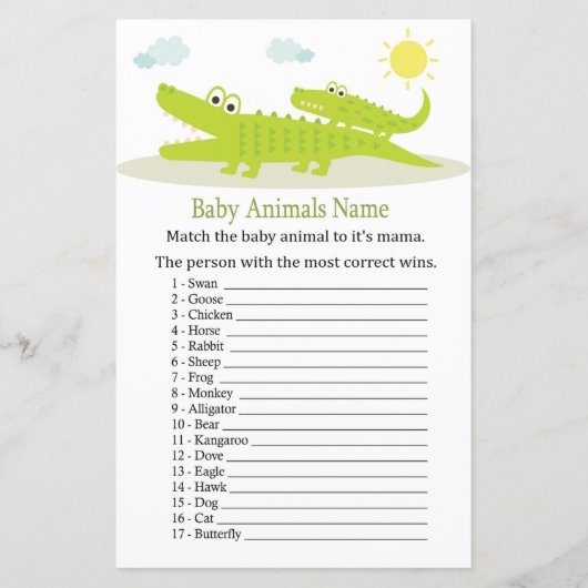 Alligator Baby Dieren Naam Game (Voorkant)
