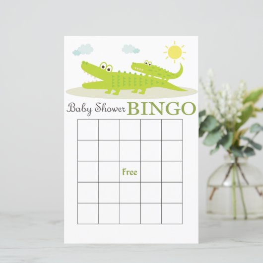 Alligator baby shower bingo (Staand voorkant)