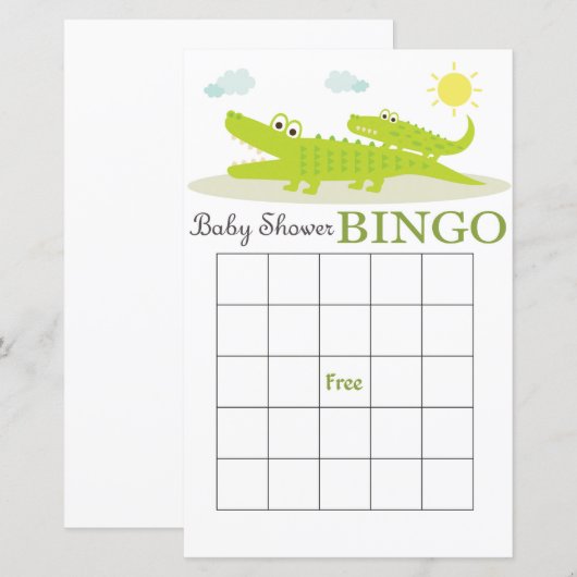 Alligator baby shower bingo (Voorkant / Achterkant)