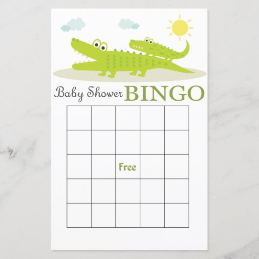 Alligator baby shower bingo (Voorkant)