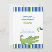 Alligator Baby shower Invitation Blue/Green 4x6 Kaart (Achterkant)