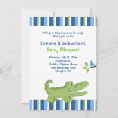Alligator Baby shower Invitation Blue/Green 4x6 Kaart (Voorkant)