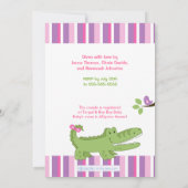 Alligator Baby shower Invitation Pink/Green 5x7 Kaart (Achterkant)