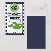 Alligator Baby shower LUIER RAFFLE TICKETS Blauw Informatiekaartje (Voorkant / Achterkant)