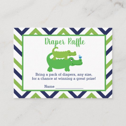 Alligator Baby Shower Luierspel Kaarten (Voorkant)