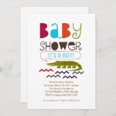 Alligator Baby Shower-uitnodigingen Kaart (Voorkant / Achterkant)