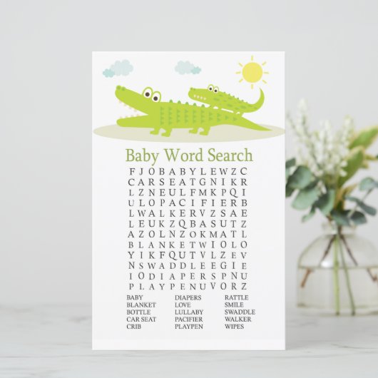 Alligator Baby shower Word Search Game (Staand voorkant)