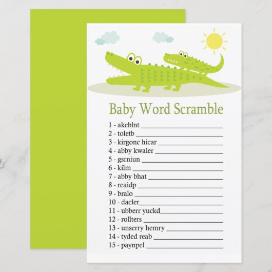 Alligator Baby word scramble game (Voorkant / Achterkant)