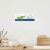 Alligator Banner Poster Print - blauw/groen (Keuken)