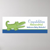 Alligator Banner Poster Print - blauw/groen (Voorkant)