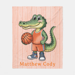 Alligator Basketbal Verjaardagsfeest voor Jongens  Fleece Deken
