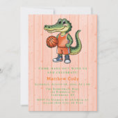 Alligator Basketbal verjaardagsfeestje voor jongen Kaart (Voorkant)