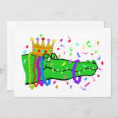 Alligator Beads Mardi Gras Party Kaart (Voorkant / Achterkant)
