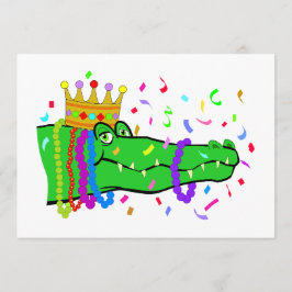 Alligator Beads Mardi Gras Party Kaart