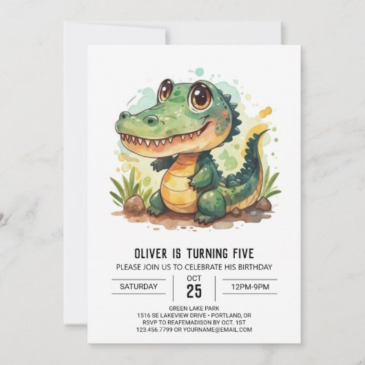 Alligator betoverde krokodil verjaardag kaart (Voorkant)