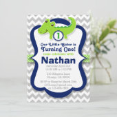 Alligator Birthday Invitation - Birthday Boy Gator Kaart (Staand voorkant)
