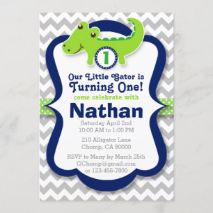 Alligator Birthday Invitation - Birthday Boy Gator Kaart