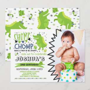 Alligator Birthday Invitation Crocodile Party Kaart