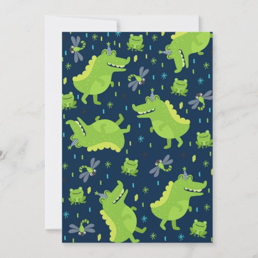 Alligator Birthday Invitation Crocodile Party Kaart (Achterkant)