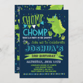 Alligator Birthday Invitation Crocodile Party Kaart (Voorkant / Achterkant)
