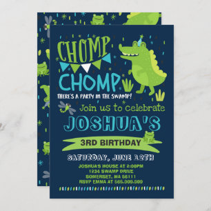Alligator Birthday Invitation Crocodile Party Kaart