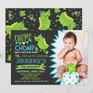Alligator Birthday Invitation Crocodile Party Kaart