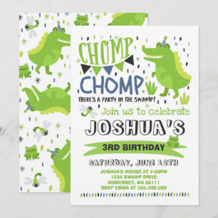 Alligator Birthday Invitation Crocodile Party Kaart