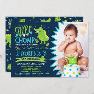Alligator Birthday Invitation Crocodile Party Kaart