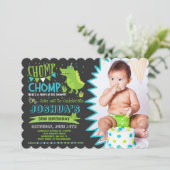 Alligator Birthday Invitation Crocodile Party Kaart (Staand voorkant)