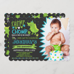 Alligator Birthday Invitation Crocodile Party Kaart