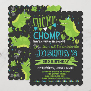 Alligator Birthday Invitation Crocodile Party Kaart