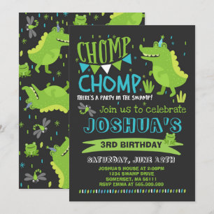 Alligator Birthday Invitation Crocodile Party Kaart