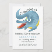 Alligator Birthday Party Blue Kaart (Voorkant)